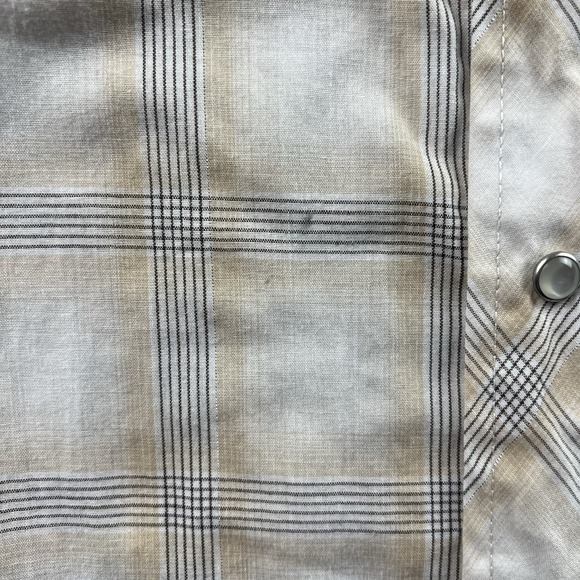 Roper Men's XL Western Pearl Snap Beige Plaid Long Sleeve Shirt Silver Threads - Picture 7 of 10